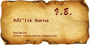 Válik Barna névjegykártya